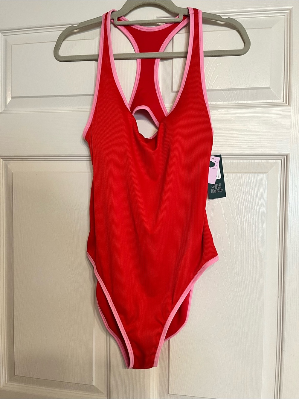 wild fable Red One-Piece Swimsuit with Pink Trim